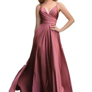 NWT Ladivine 7485 Satin Bridesmaid Dress Mauve Rose Size 6